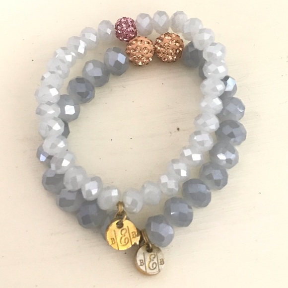 Stacking Gray Blue Faceted Bracelets - Set of 2 - Picture 2 of 3